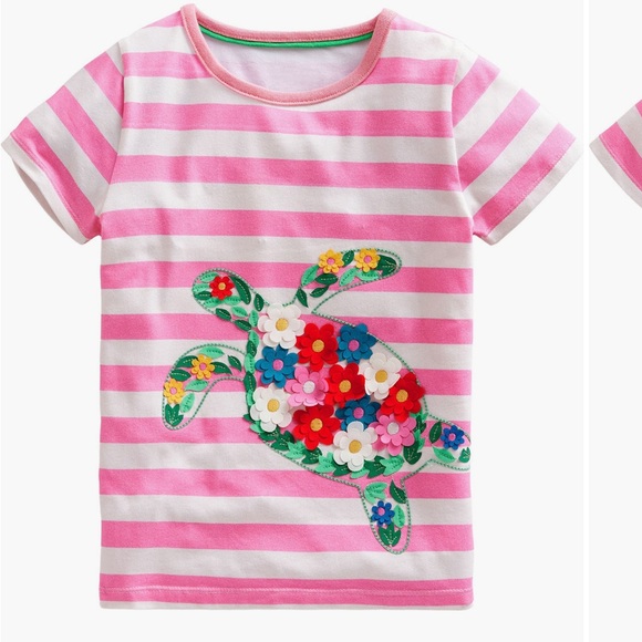 Mini Boden Kids' Stripe Turtle Appliqué Cotton Graphic T-Shirt, 7-8. - Picture 1 of 5